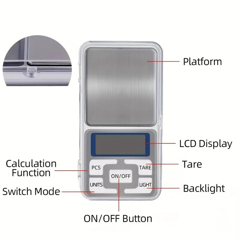 Mini Bilancia di Precisione Digitale Bilancino 0,01 - 200 Grammi con Lcd Funzione Tara